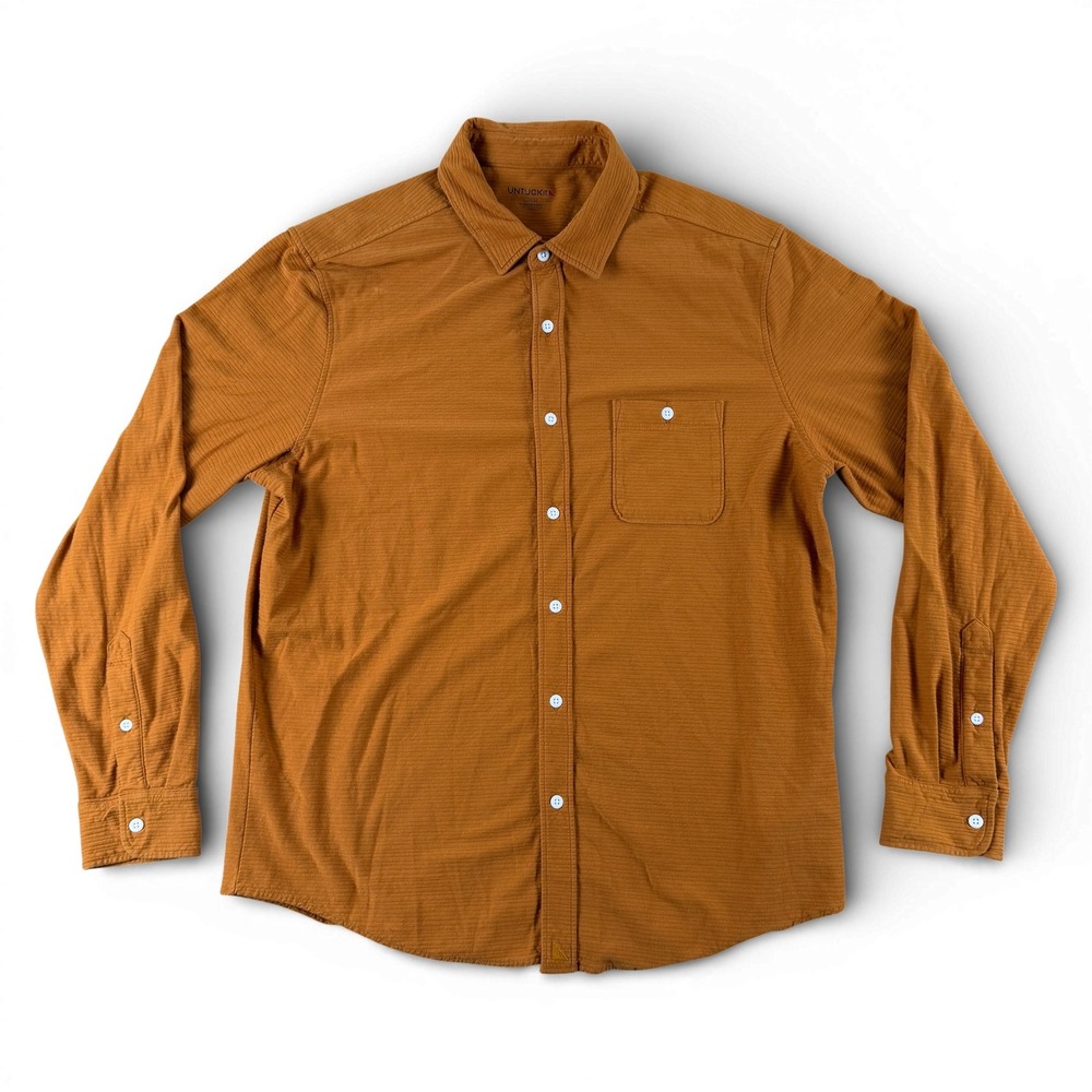 Untuckit Shirt Button Down Mens L‎ Orange Branham Regular Fit Long Sleeve Pocket